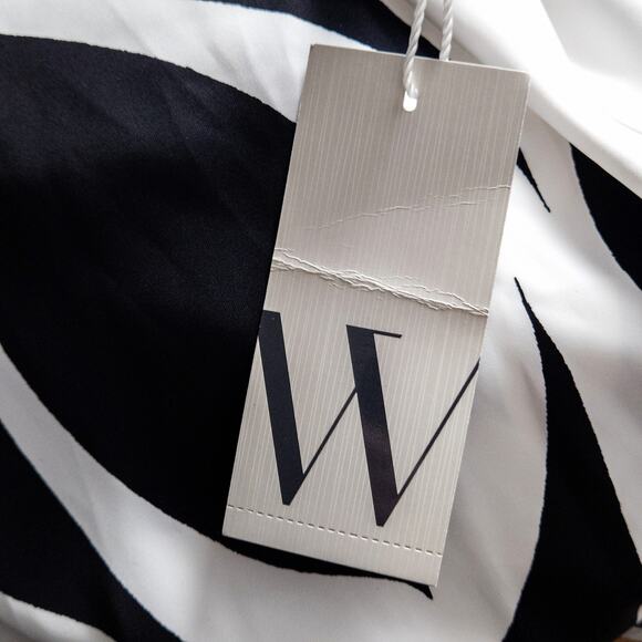 NEW Worthington Graphic Print Dress Retro Graphic Mod Collared Black White Sz L - Picture 10 of 13